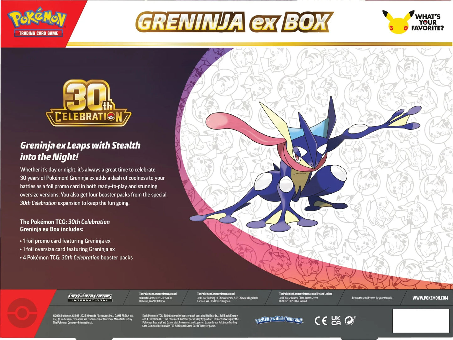30th Celebration Pokémon Greninja ex Box